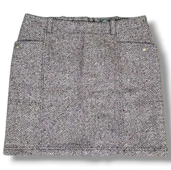 Eddie Bauer Dresses & Skirts - EDDIE BAUER | 48% WOOL BLEND CHEVRON WOVEN MINI SKIRT w\ BUTTONED SIDE POCKETS